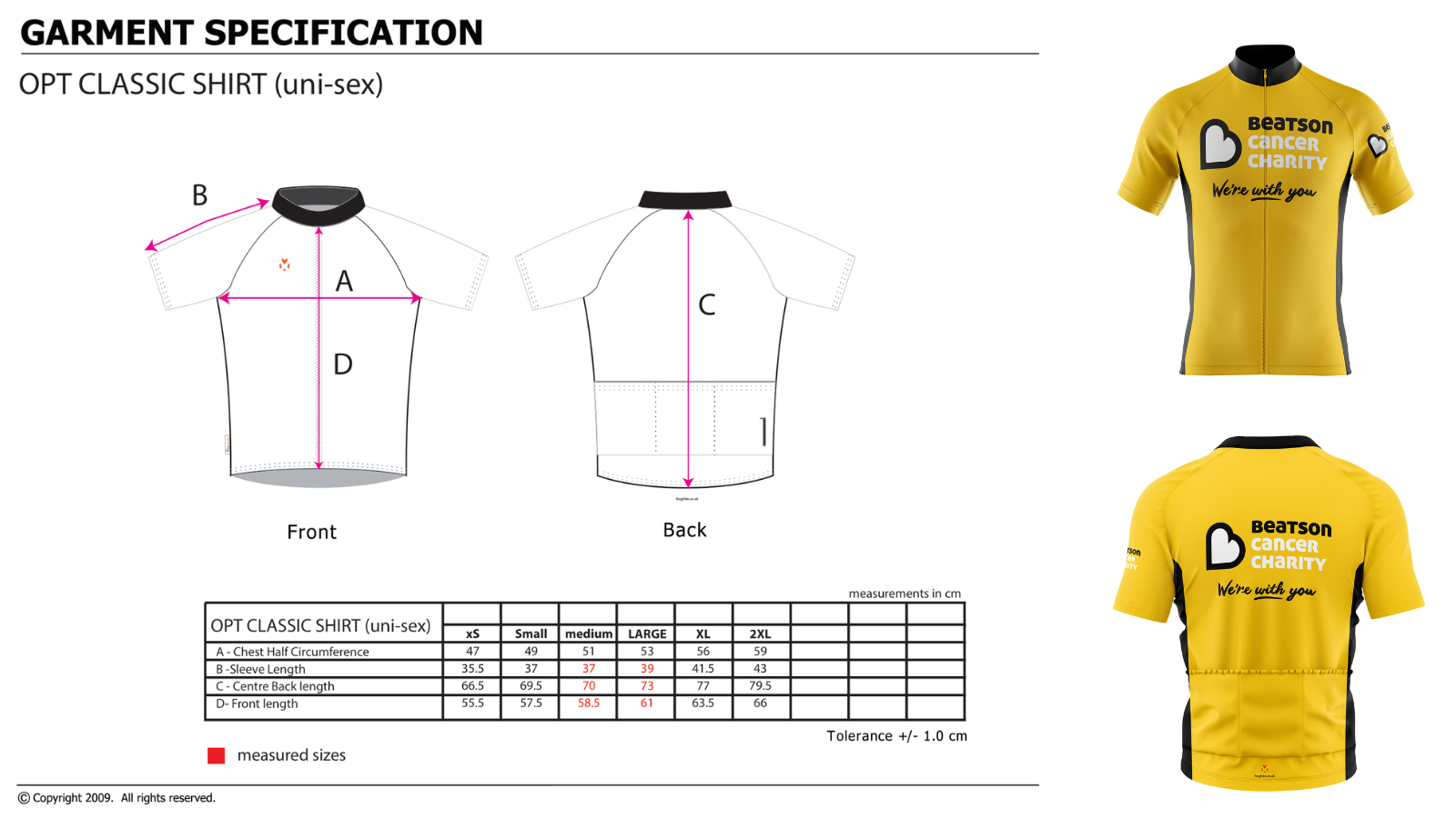 Cycling Tshirt Sizing